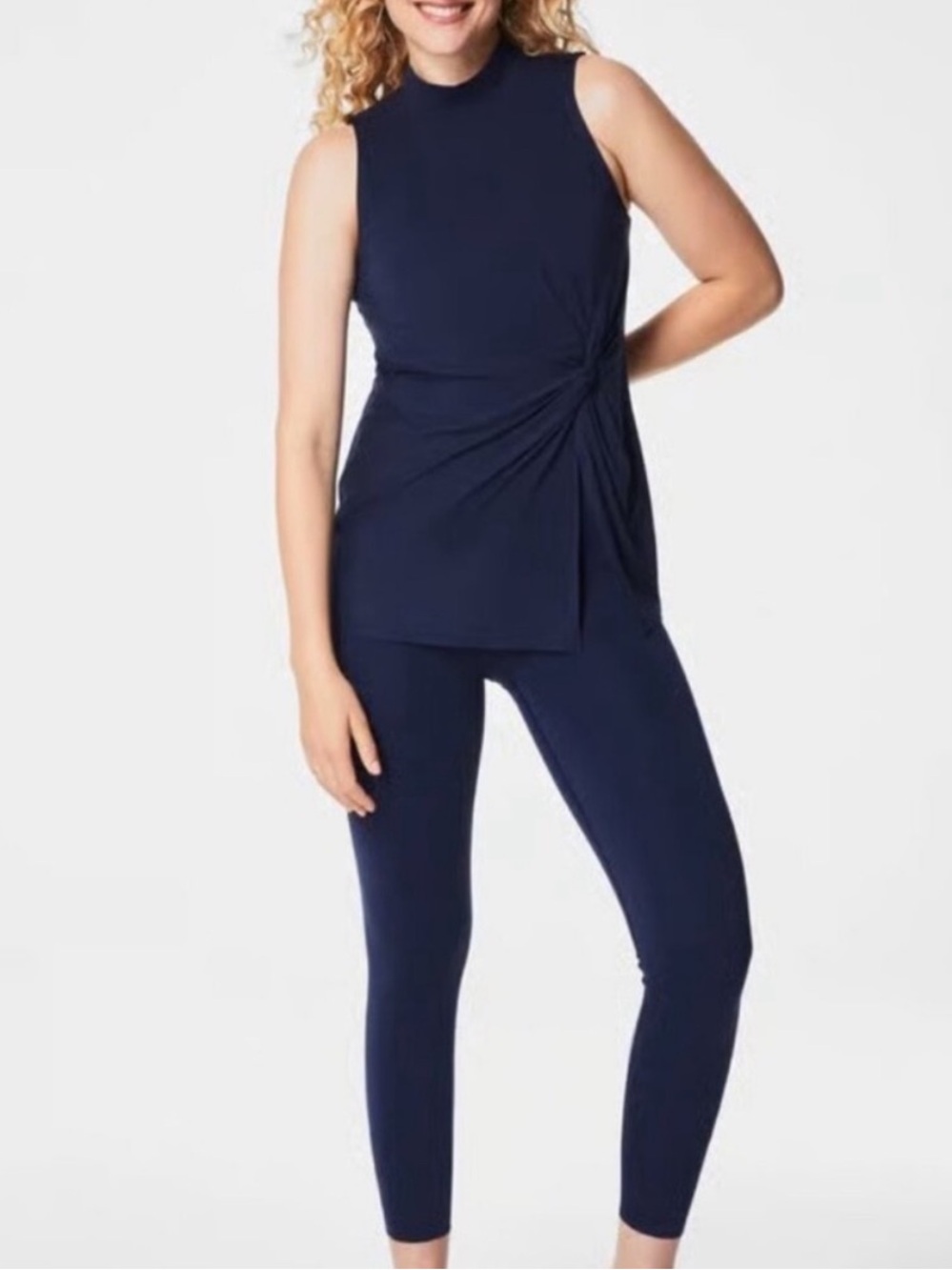 NWT SPANX Butter Asymmetrical Top Timeless Navy Small